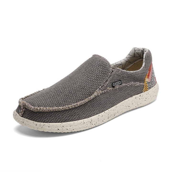 Beige heren sportschoenen van ademend canvas - Arven