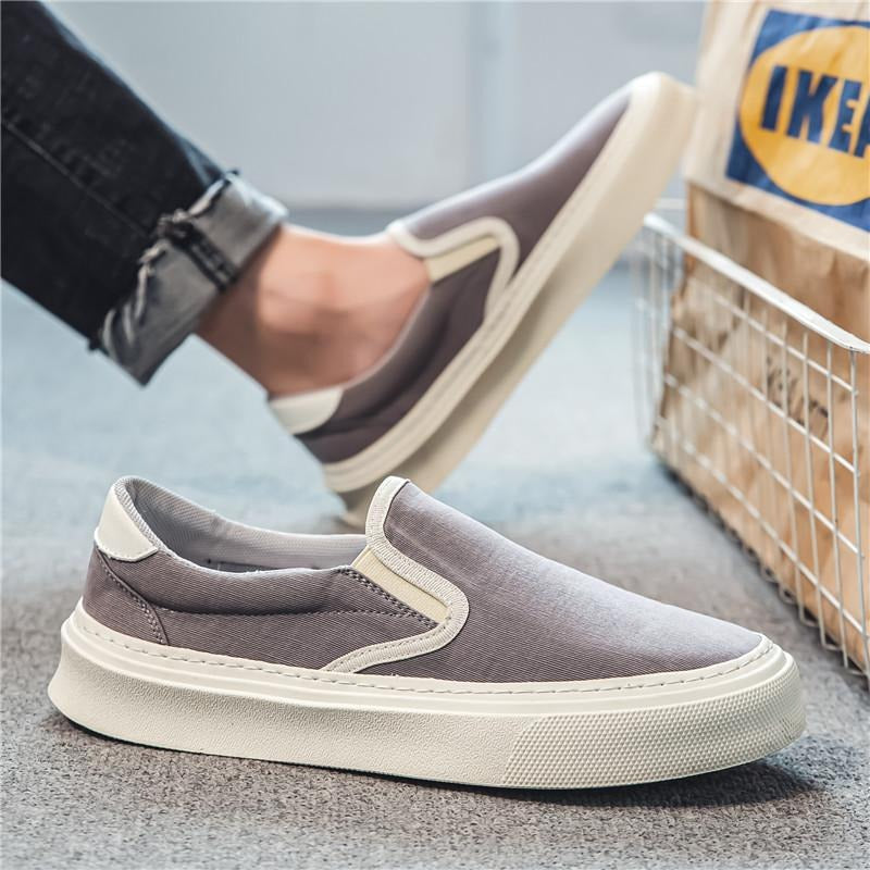 Herenslip-on sportschoenen lichtgrijs ademend canvas - Adrix