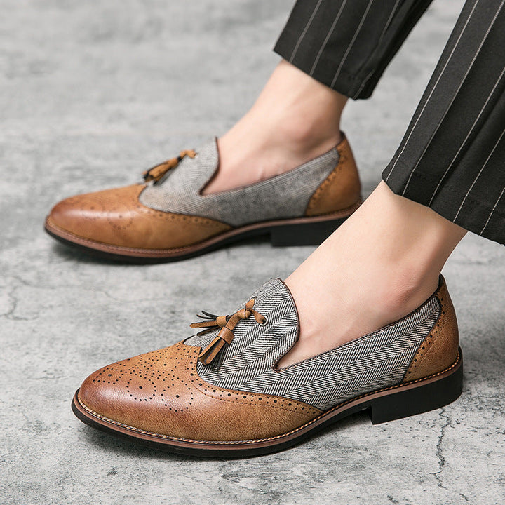 Heren mocassins leer textiel casual - Henrik