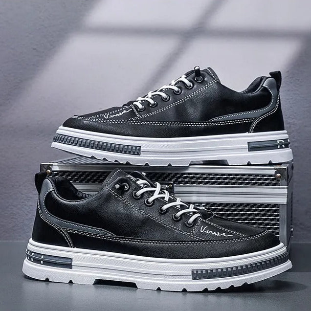 Herensneakers van synthetisch leer met hoge zool - Bruno