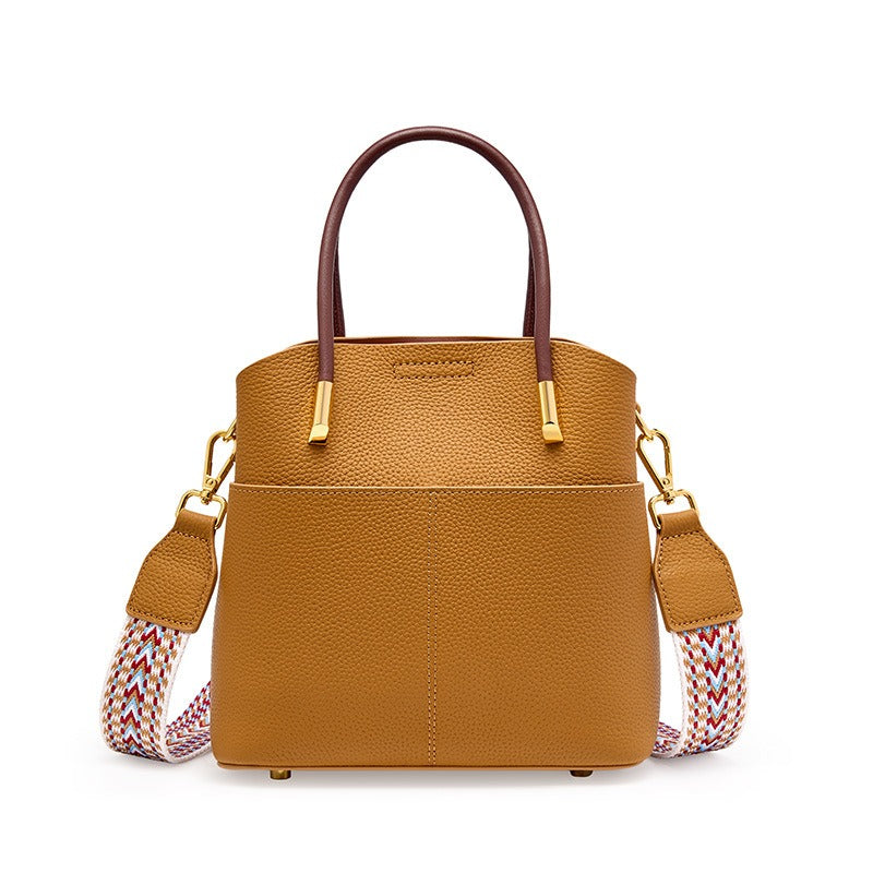 Emmerbag voor dames in generfd leer met dubbel handvat - Emilia