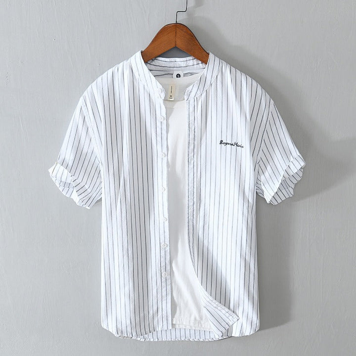 Casual herenoverhemd met verticale strepen en minimalistisch borduursel - Nolan