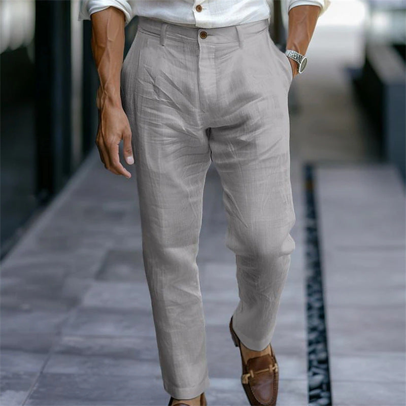 Rechte linnen herenbroek wit elegant casual - Adriano