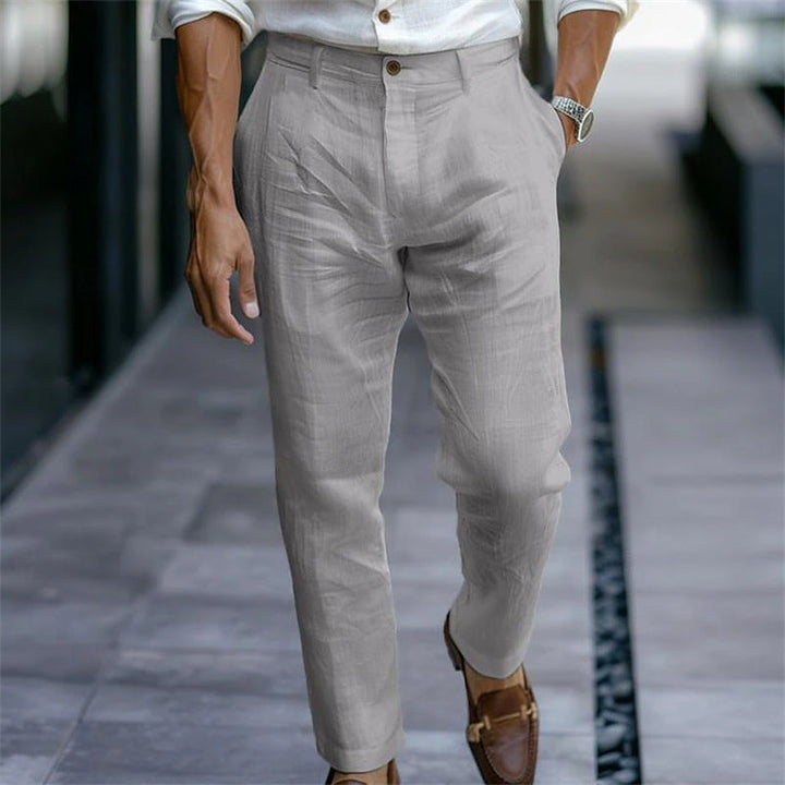 Rechte linnen herenbroek wit elegant casual - Adriano
