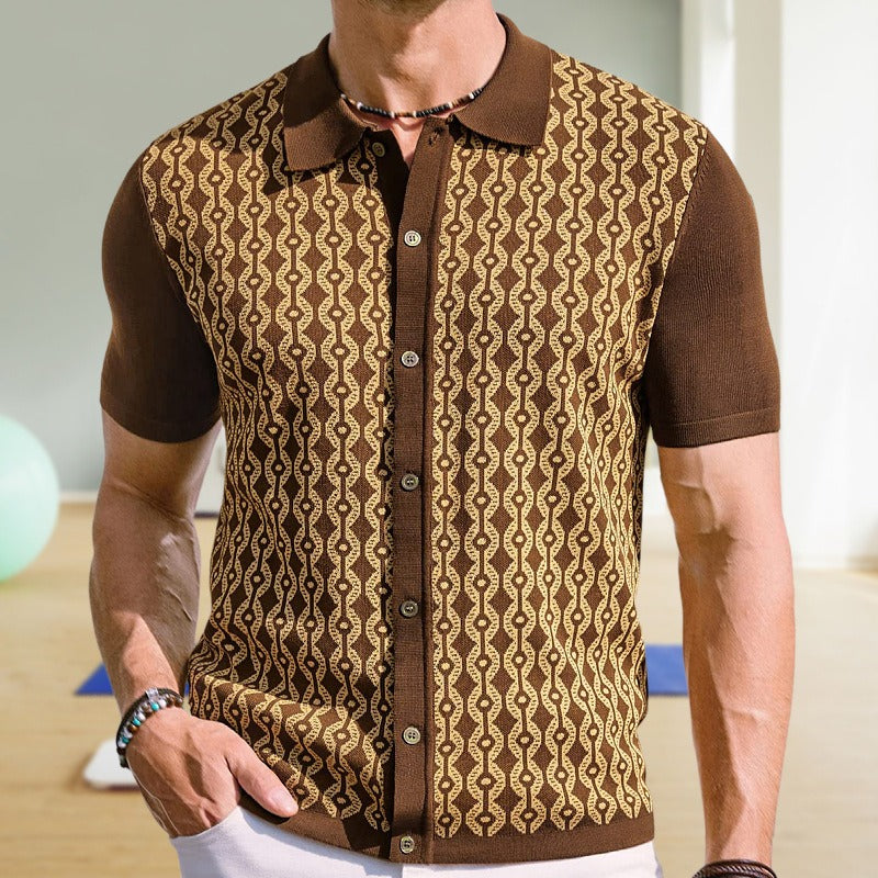 Herenpolo met jacquard geweven geometrisch ontwerp - Esteban