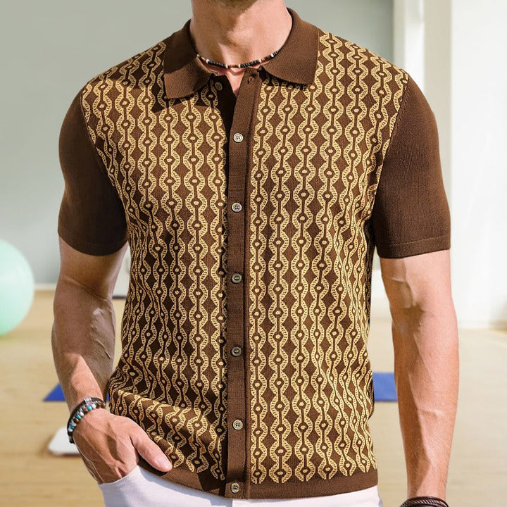 Herenpolo met jacquard geweven geometrisch ontwerp - Esteban
