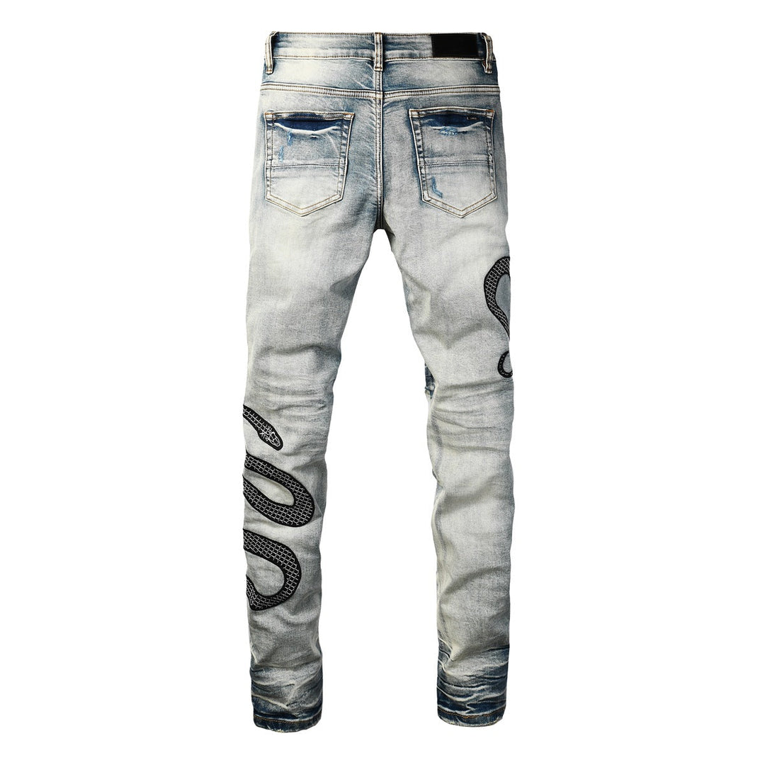 Skinny jeans met slangenprint - Eldric