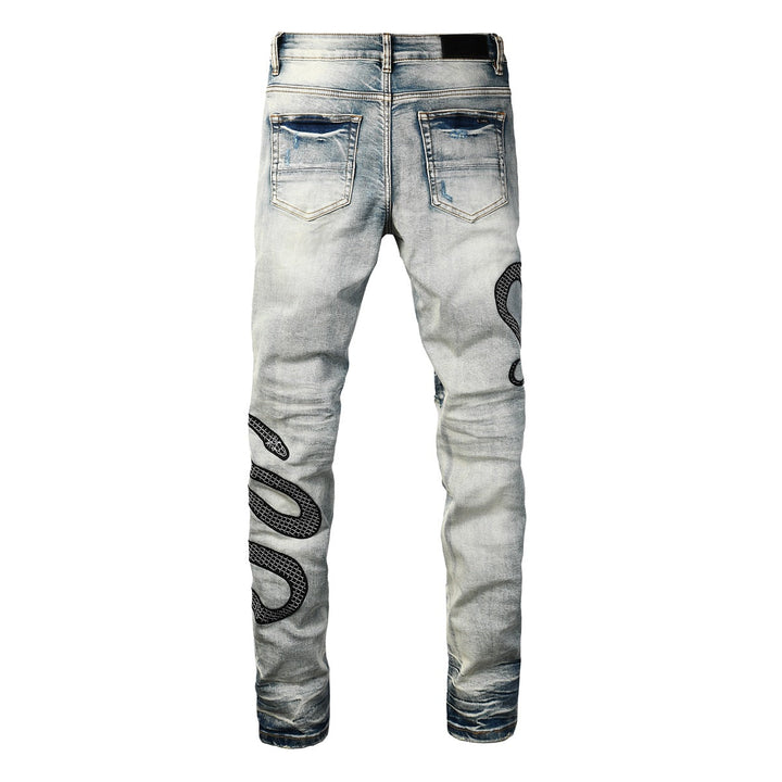 Skinny jeans met slangenprint - Eldric