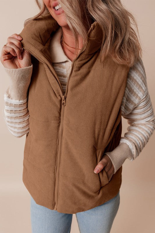 Gewatteerd corduroy gilet voor dames - Norayne