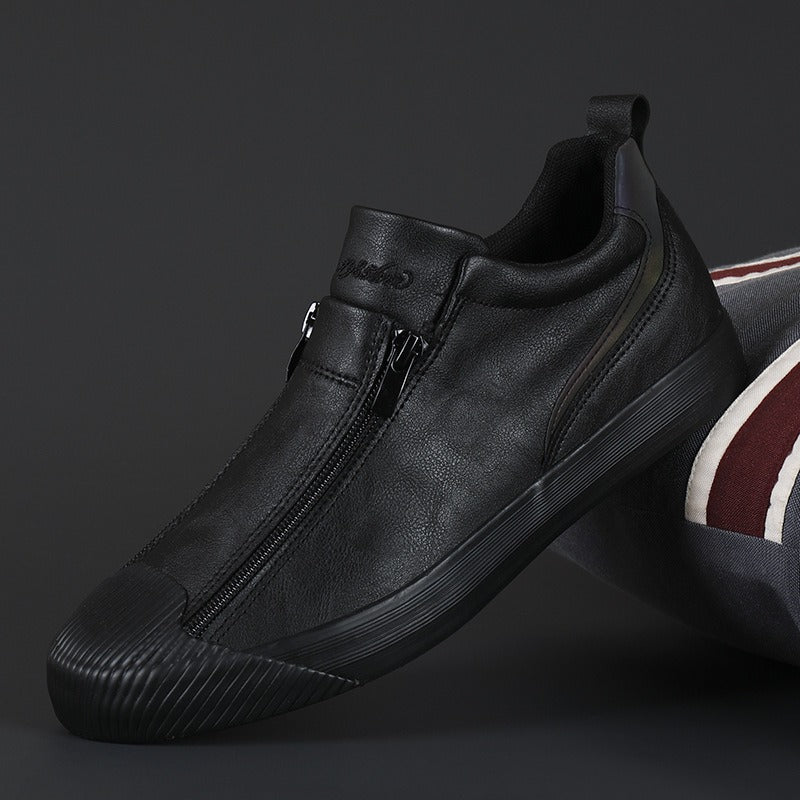 Herensneakers van casual kunstleer met dubbele ritssluiting - Ivan
