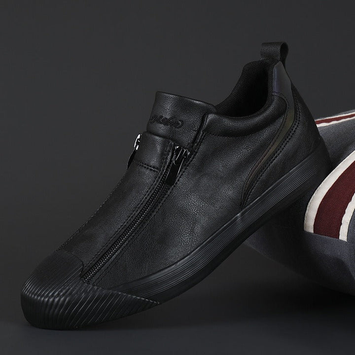 Herensneakers van casual kunstleer met dubbele ritssluiting - Ivan