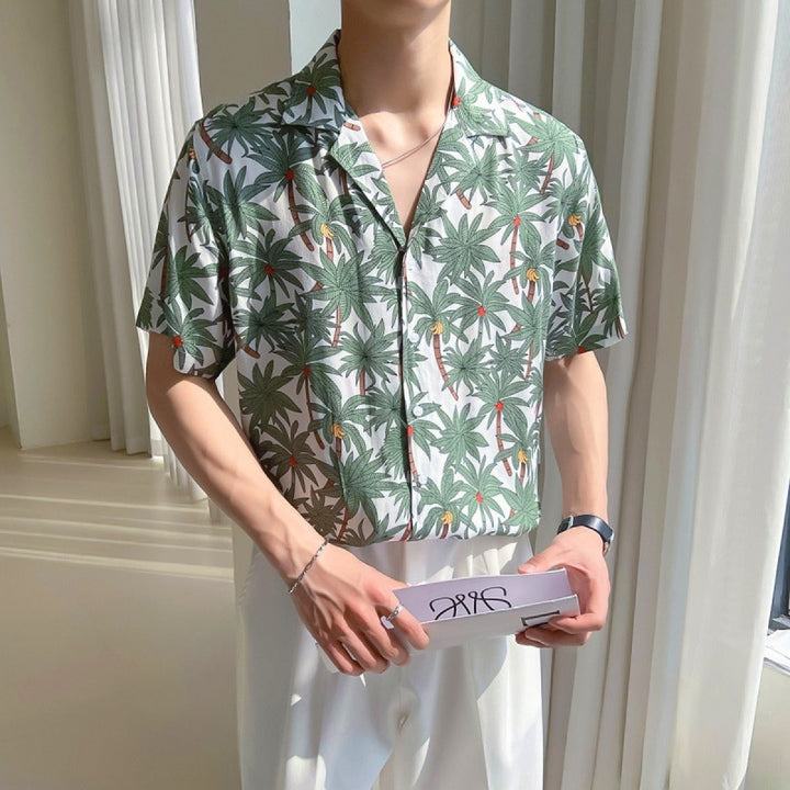 Herenoverhemd van viscose met tropische print, loose fit - Julian