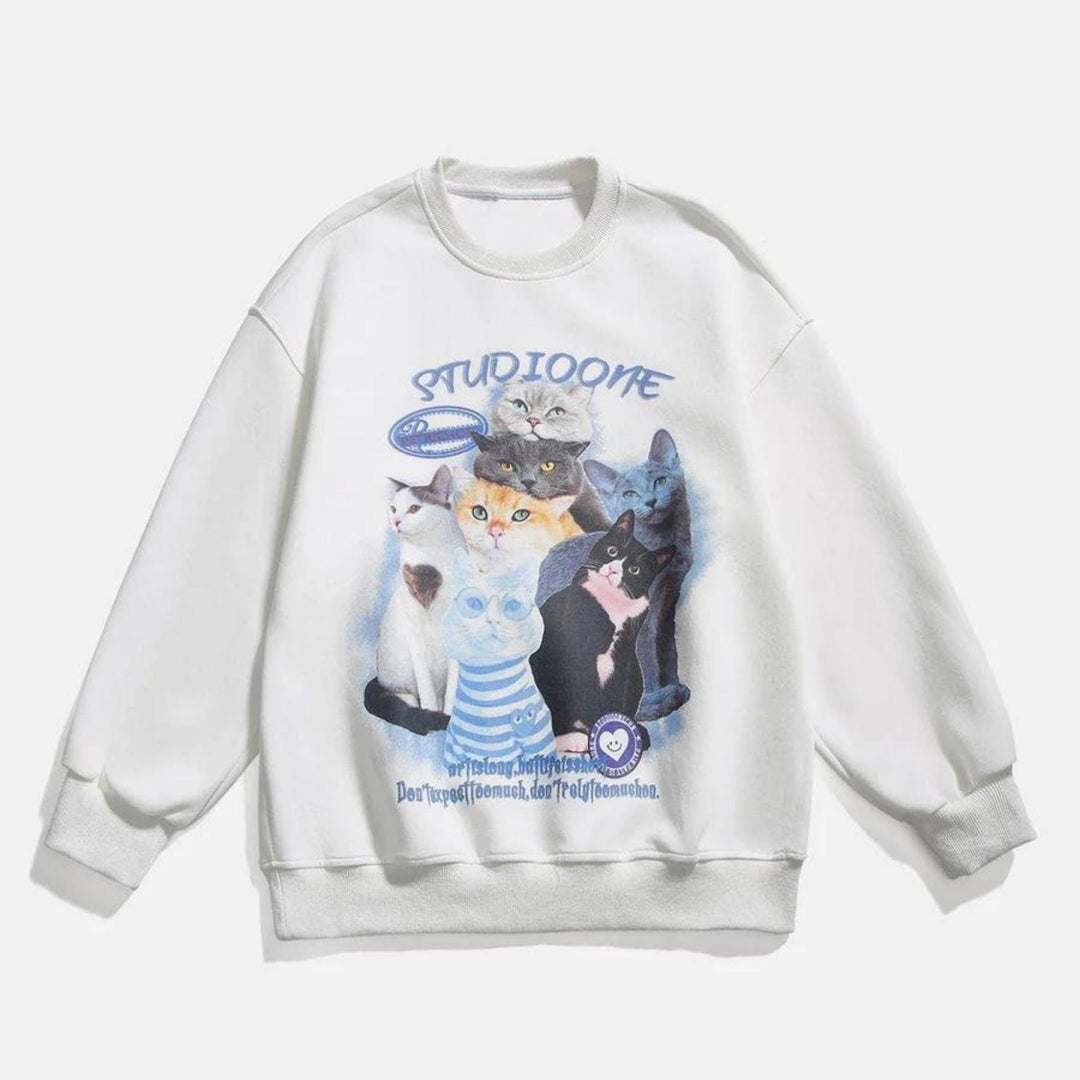 Arietty - Casual katoenen sweatshirt met kattenmotief