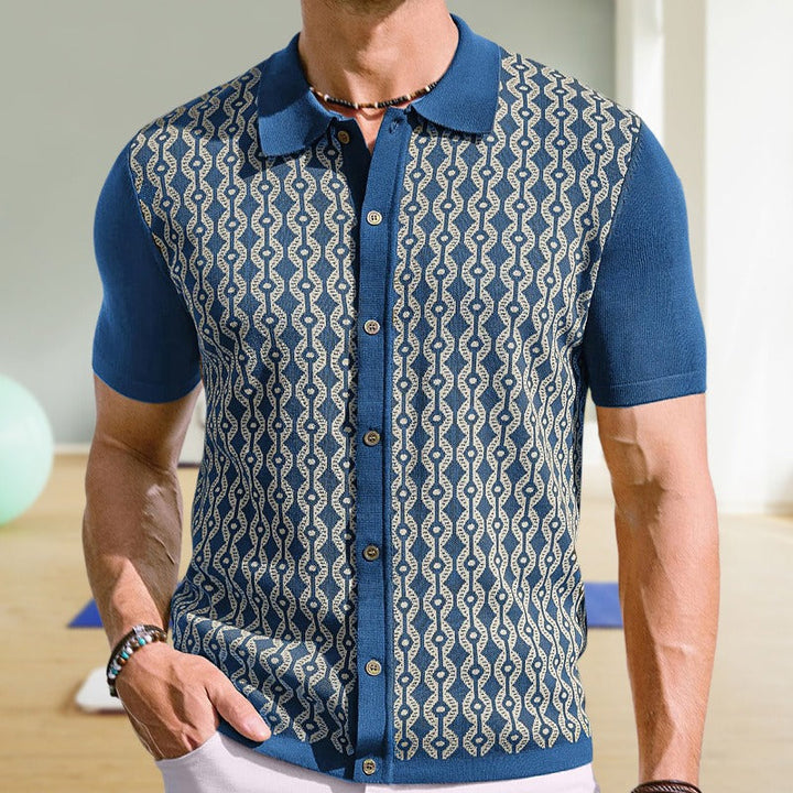 Herenpolo met jacquard geweven geometrisch ontwerp - Esteban
