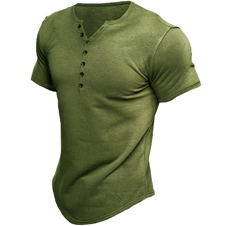 Heren-T-shirt met slim fit en halve knoopsluiting