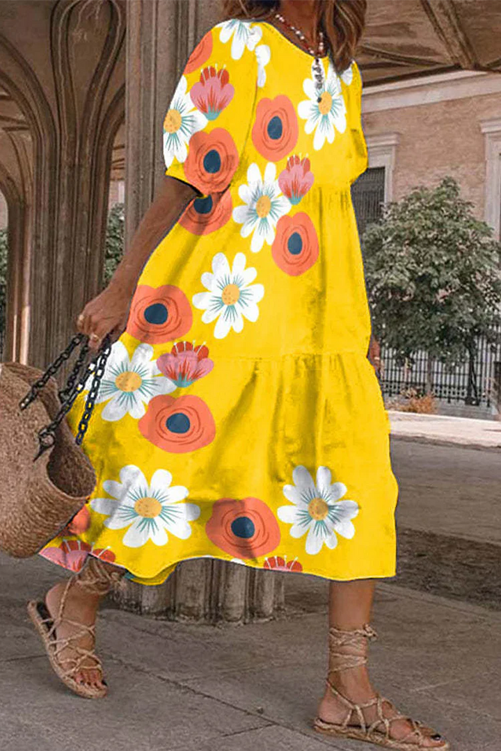 Jurk met fladderende rok ideaal voor een vrouwelijke en romantische look