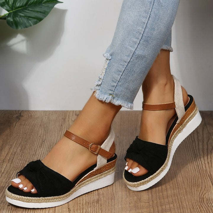 Damessandalen van canvas met casual strik in platformstijl - Beatriz