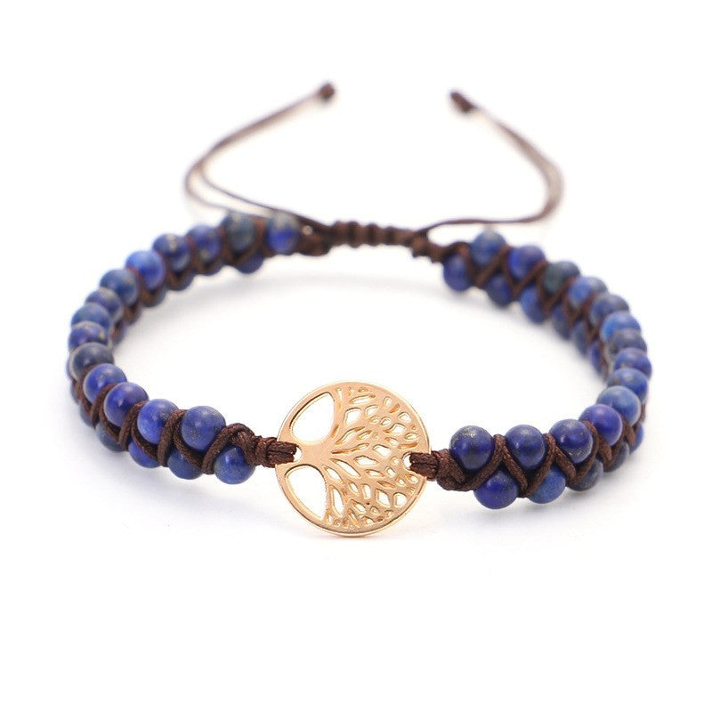 Yoga armband geweven met levensboom bedel