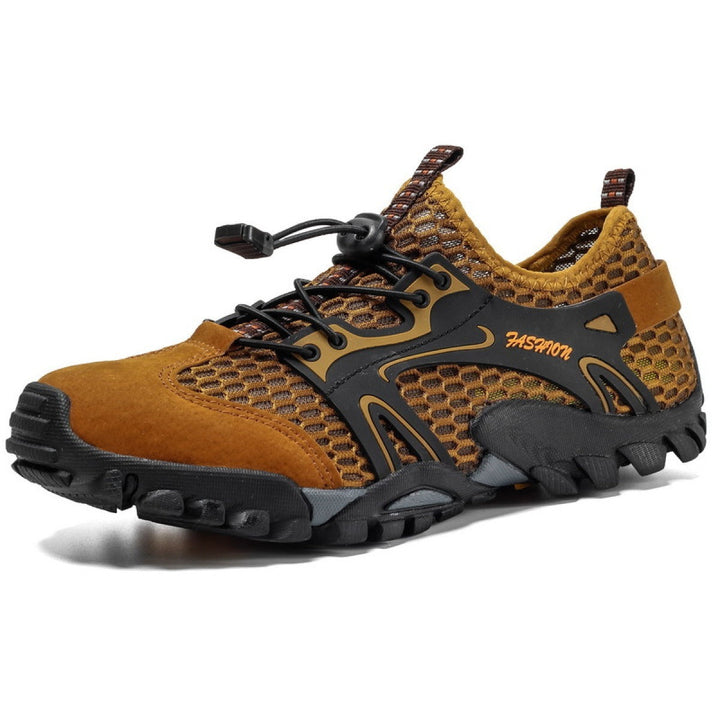 Trekking herenschoenen zwart mesh antislip zool - Altus