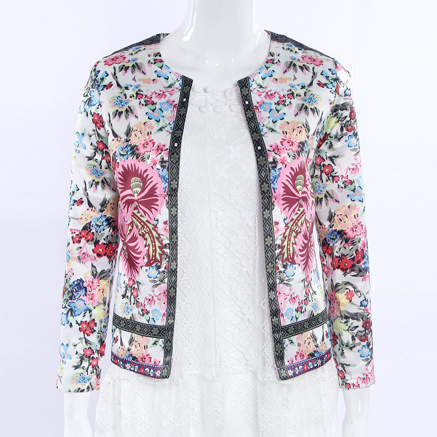 Natascha - Boho satijnen blazer met een prachtige bloemenprint