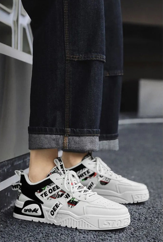 Herensneakers met dikke zolen en stedelijk grafisch ontwerp - Axel