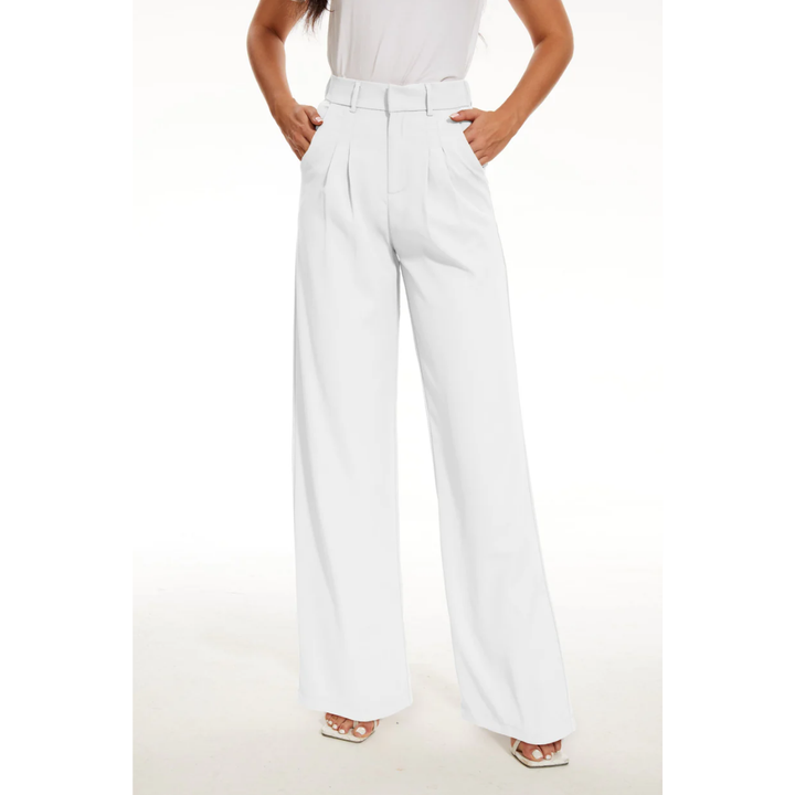 Casual damesbroek - Hoge taille - Wijde pijp