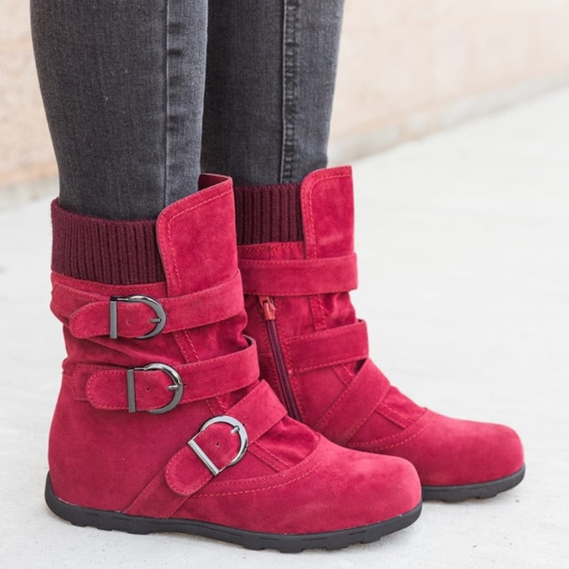 Casual dameslaarzen met gespen en suède detail - Amelie