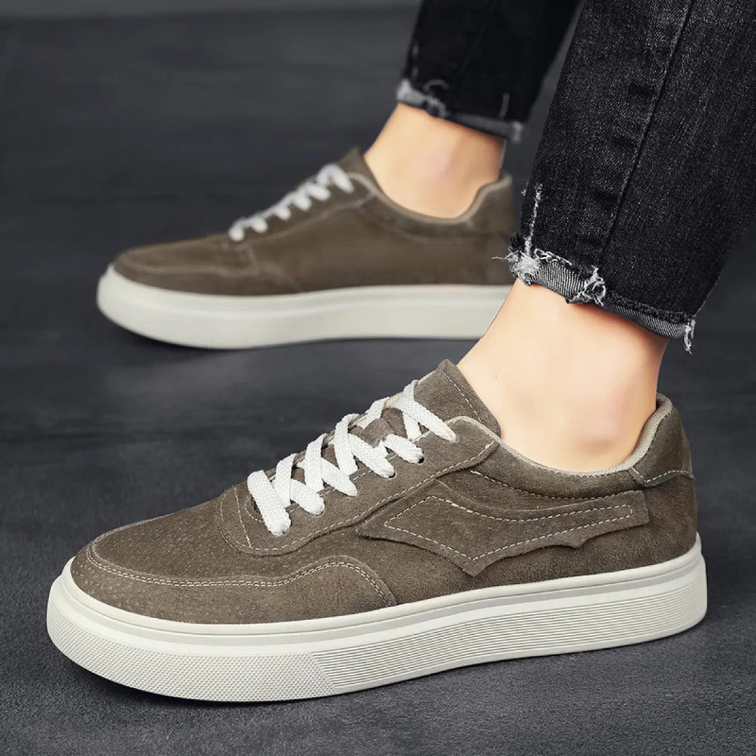 Lage herentrainers in Britse retrostijl camelkleur - Henry