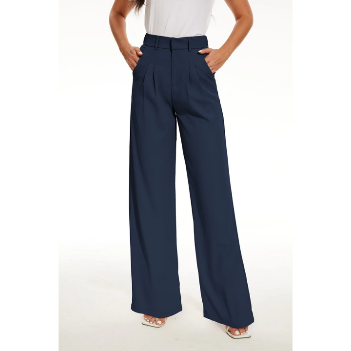 Casual damesbroek - Hoge taille - Wijde pijp