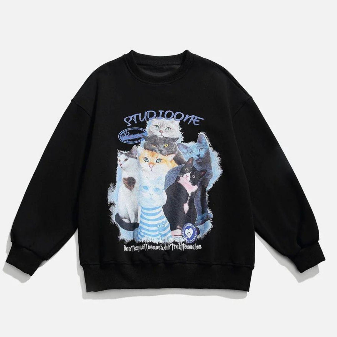 Arietty - Casual katoenen sweatshirt met kattenmotief