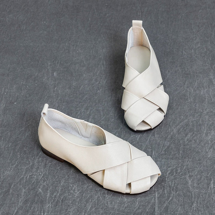 Vrouw platte schoenen met open teen zwart elegant - Nayra