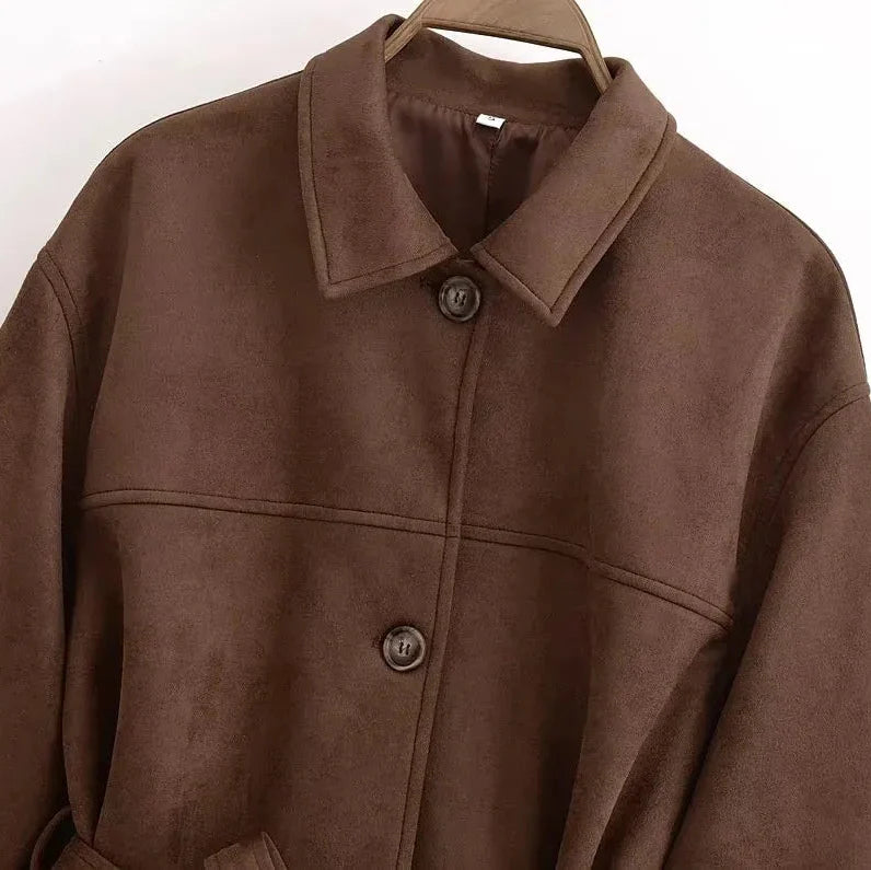 Damesjack van suède met ceintuur - Avelise