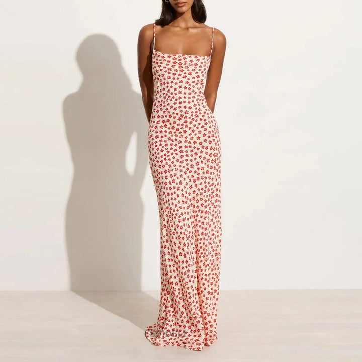 Lenay - Strappy Bloemenprint Kriskras Flowy Lange Soondress