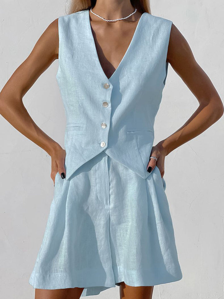 Xenia - Dames Chique Mouwloos Vest & Broek Set