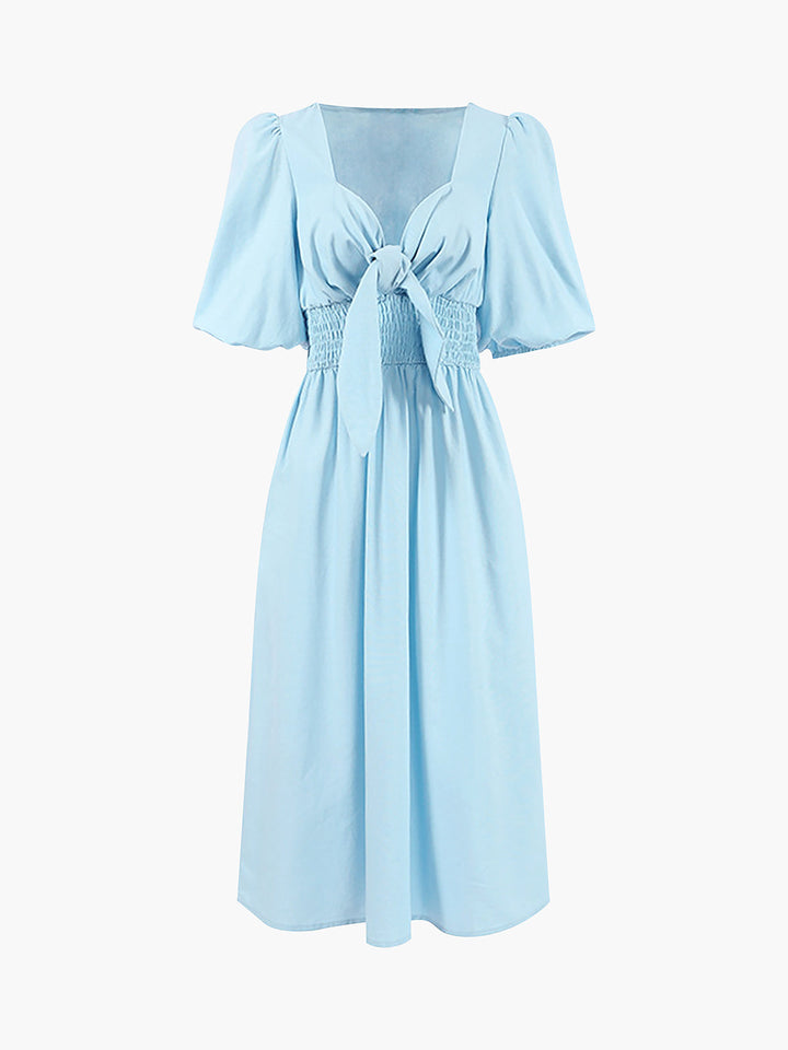 Jacqueline - Linnen Katoen Front Tie Midi Dress