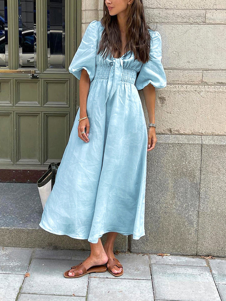 Jacqueline - Linnen Katoen Front Tie Midi Dress