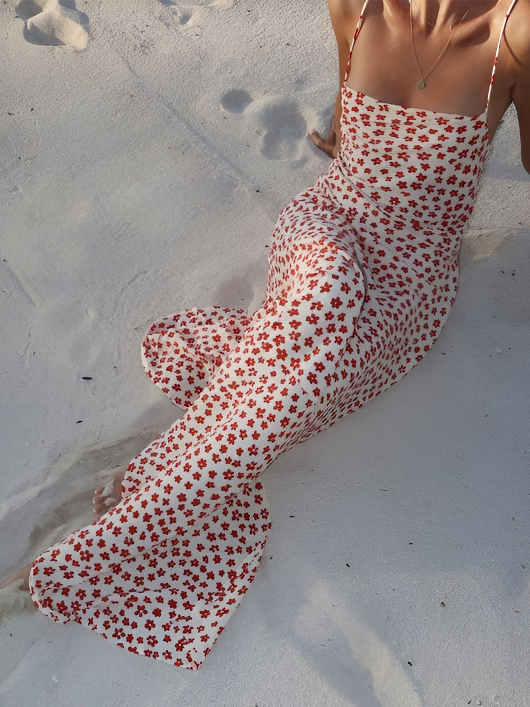Lenay - Strappy Bloemenprint Kriskras Flowy Lange Soondress