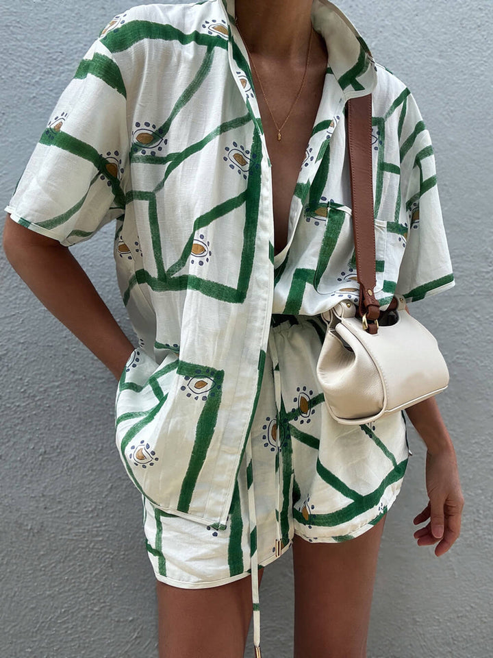 Julia - Trekkoordshortset met print