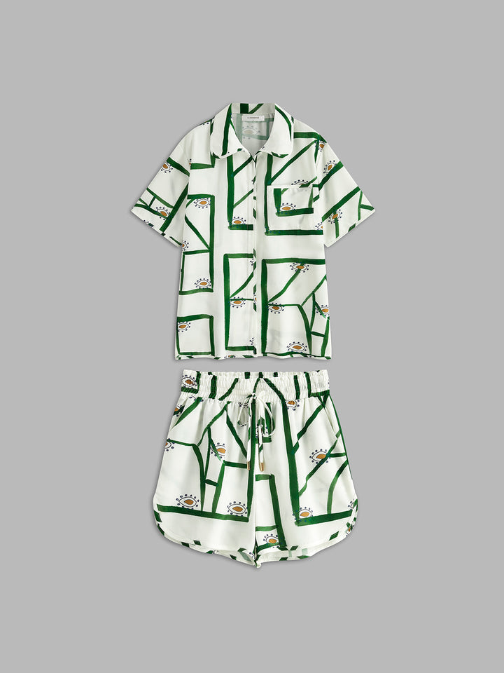 Julia - Trekkoordshortset met print
