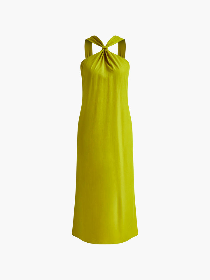 Hanna - Kruis Halter Split Lange Jurk
