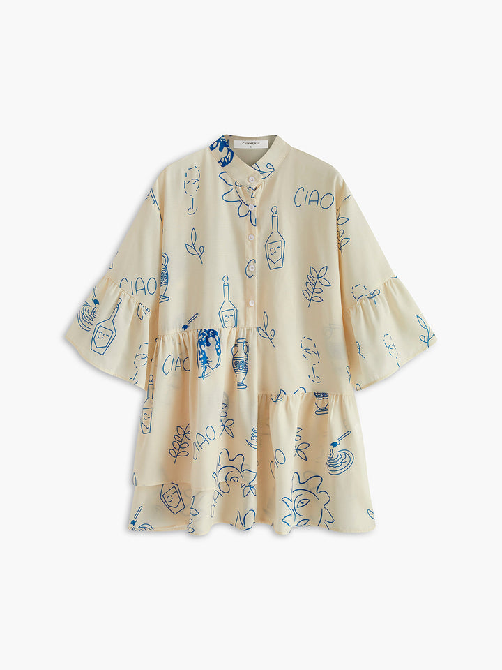 Millie - Oversized Korte Jurk met Zonneprint