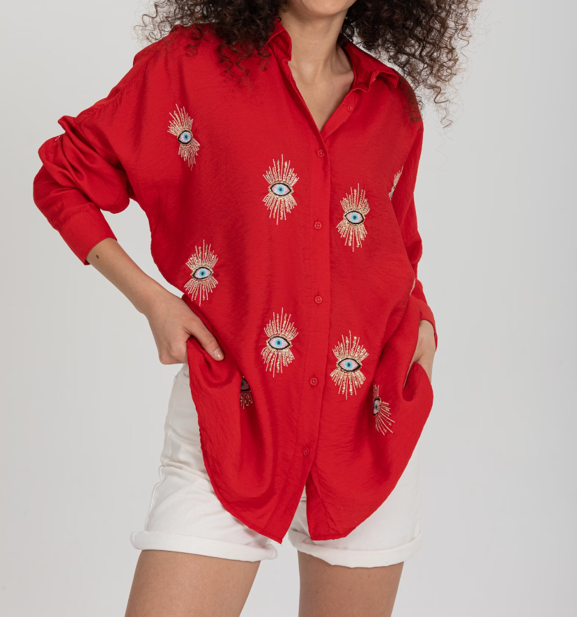 Lizabel - Trendy creatief oogdesign blouse voor dames