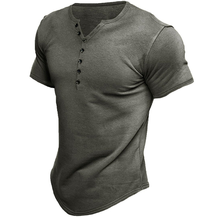 Heren-T-shirt met slim fit en halve knoopsluiting