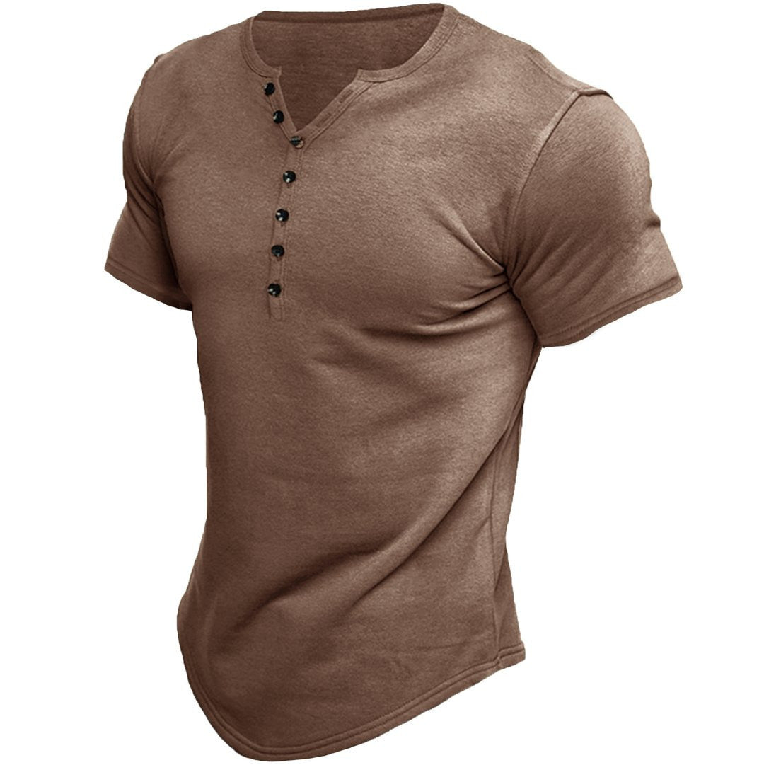 Heren-T-shirt met slim fit en halve knoopsluiting