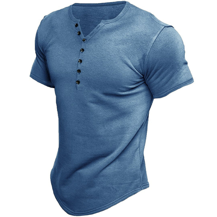 Heren-T-shirt met slim fit en halve knoopsluiting
