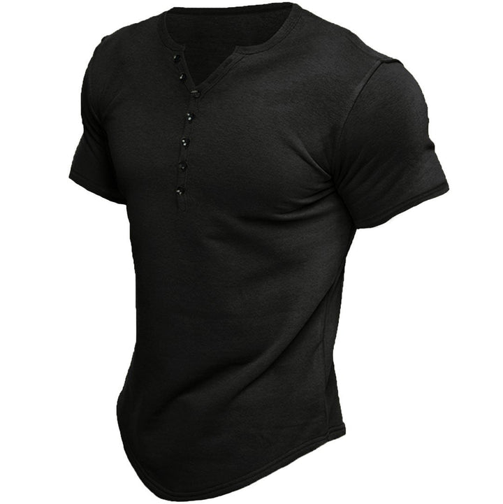 Heren-T-shirt met slim fit en halve knoopsluiting