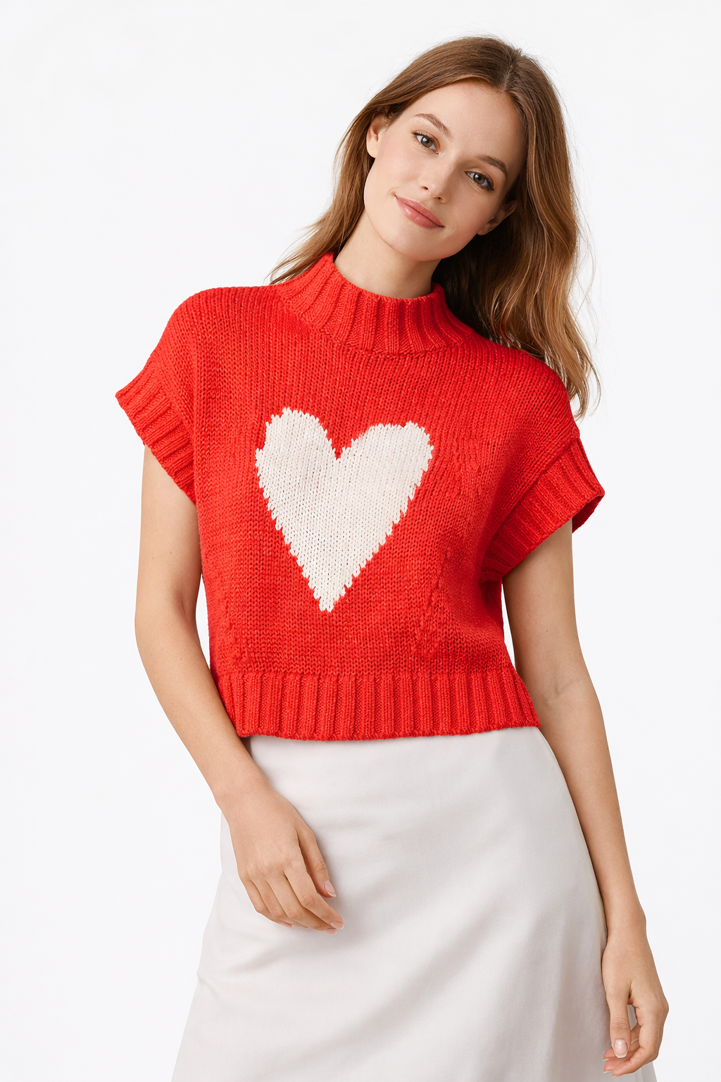 Gebreide trui met centraal hart voor dames - Bryndís