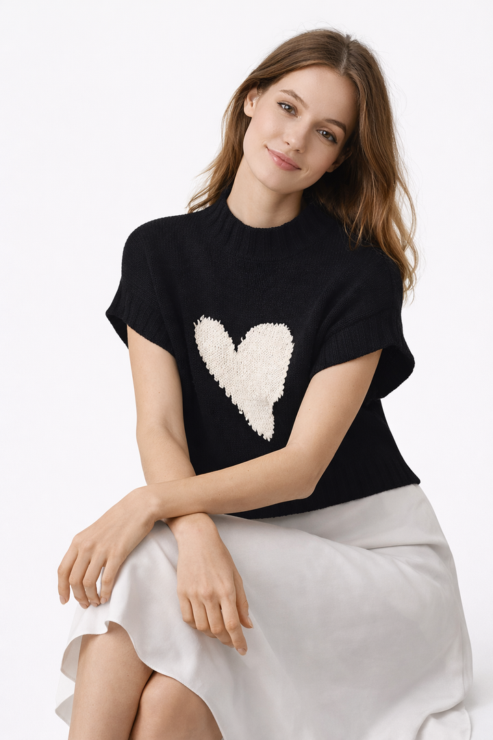 Gebreide trui met centraal hart voor dames - Bryndís