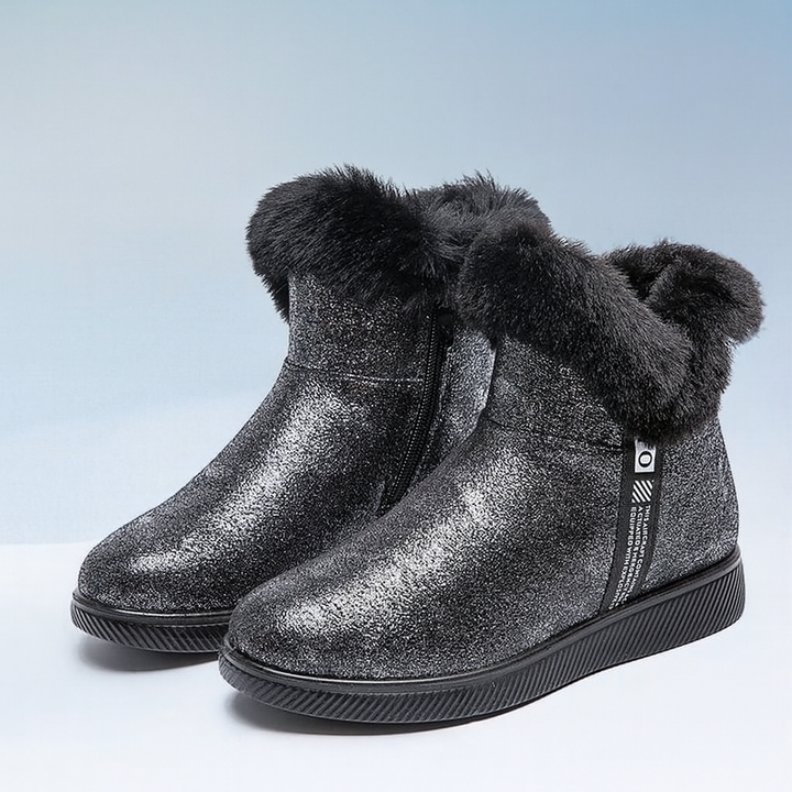 Winter enkellaarsjes met glanseffect voor dames - Nivara