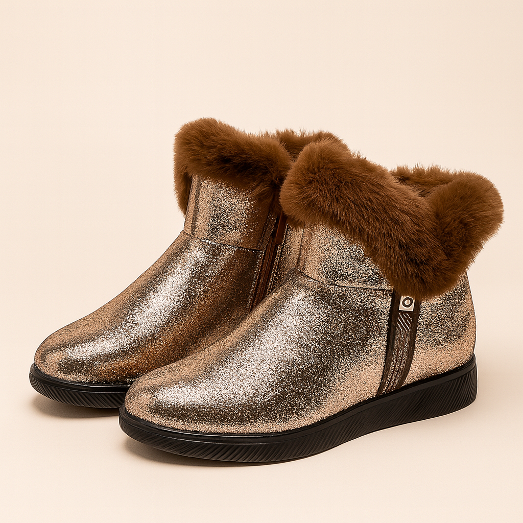 Winter enkellaarsjes met glanseffect voor dames - Nivara